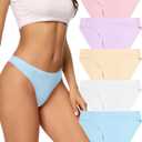voenxe Women Bikini Underwear,Seamless Breathable Ladies Panties,No Show Comfortable Briefs Undies,Invisible Hipster,5-Pack (L)