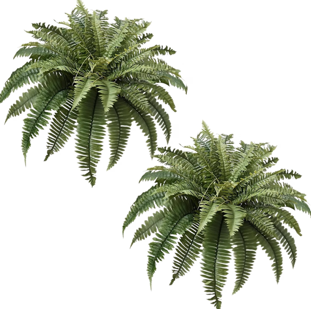 35IN Artificial Hanging Ferns,Large Boston Fake Ferns 40 Branches,Artificial Silk Green Plant for Outdoor Home Garden Porch Decor(Pack of 2) (40br2pcs-Green)