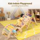 LOL-FUN Pikler Triangle Set with Slide for Toddler 1-3, Montessori Climbing Toys for 1 Year Old, Toddler Climbing Toys Indoor Pickler Climbing Set, Foldable Wooden Climber Jungle Gym for Kids, Medium, Small