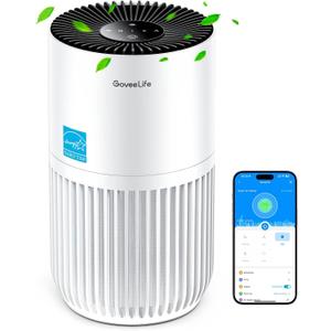 GoveeLife Mini Air Purifier for Bedroom, HEPA Smart Filter Air Purifier with App Alexa Control for Pet Hair, Odors, Pollen, Smoke, Portable Air Cleaner with 3 Speeds, 2 Modes, Timer, Aroma for Home (White)