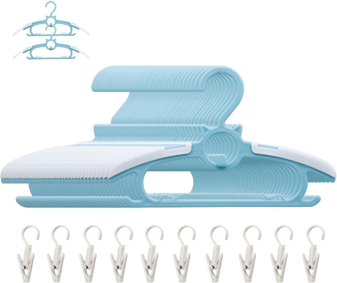 Baby Nursery Closet Hangers, Non-Slip and Extendable Laundry Infant Pant Hanger for Newborn Clothes 50pcs Blue hangers11-14'' Adjustable Children Coat Hanger for Girl Boy Toddler Kids Child., 50PACK