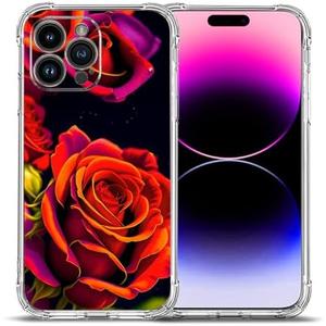 Beaucov Case for iPhone 16 Pro,Beautiful Rose Drop Protection Shockproof Case TPU Full Body Protective Scratch-Resistant Cover for Apple iPhone 16 Pro
