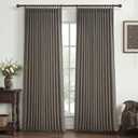 Pleated Chocolate Tart Natural Linen Curtains 96 Inches Long for Sliding Glass Doors, Memory Trained Semi Sheer Drapes Light Filtering Privacy 8FT Length Rustic Windows Curtain 2 Panels Set Back Tab