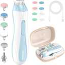 ODIFORGOO Baby Nail Trimmer Electric Baby Nail File,USB Charging 15 in 1 Nail Clippers kit with Dust Cover LED Light,Trim Buffer Kit for Newborn Infant Toddler or Adults Toes Fingernails Care（Blue）