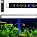 GLOWRIUM LED Aquarium Light with Remote, Full Spectrum Fish Tank Light with Auto Timer, IP67 Waterproof Freshwater Planted Tank Light, Dimmable RGB+W+Moon LEDs with High Performance (18W 24-29inch)