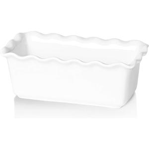 HAOTOP Porcelain Nonstick Baking Bread Loaf Pan, 8.5 x 5 Inch, White