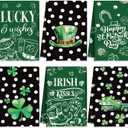 2 x Mixweer 6 Pcs St. Patrick's Day Kitchen Towel Vintage Lucky Shamrock Clover Dish Towel Retro Watercolor White Polka Dot St Patricks Day Hand Towels for Bathroom Home Absorbent Tea Towel, 16 x 24 Inch