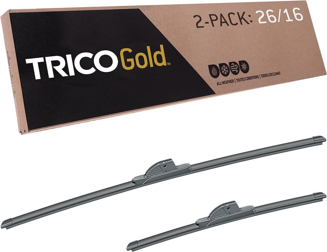 TRICO Gold (18-2616) 26 & 16 Inch Pack of 2 Automotive Replacement Windshield Wiper Blades for My Car Super Premium All Weather Beam Blade for Select Vehicle Models