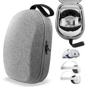 sarlar Carrying Case for Meta Quest 3S/Quest 3/Quest 2, VR Headset, Controller, Offical Original Head Strap Accessories, Premium Hard Felt Fabric with Lightweight Protection for Travel Storage