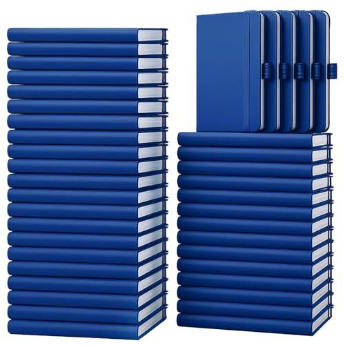 Laumoi 40 Pack Pocket Notebook Journals A6 Mini Hardcover Journal PU Leather Lined Notebooks 3.5 x 5.5 Inch Small College Ruled Notepad with Pen Holder for Writing Office School Supplies (Navy Blue)