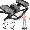 Yagud Rock Stepper for Exercise at Home, Portable Rock Stepper Side to Side with Resitance Bands,Full Body Workout Stepper Exercise Machine Low-Impact Knee-Friendly for Office