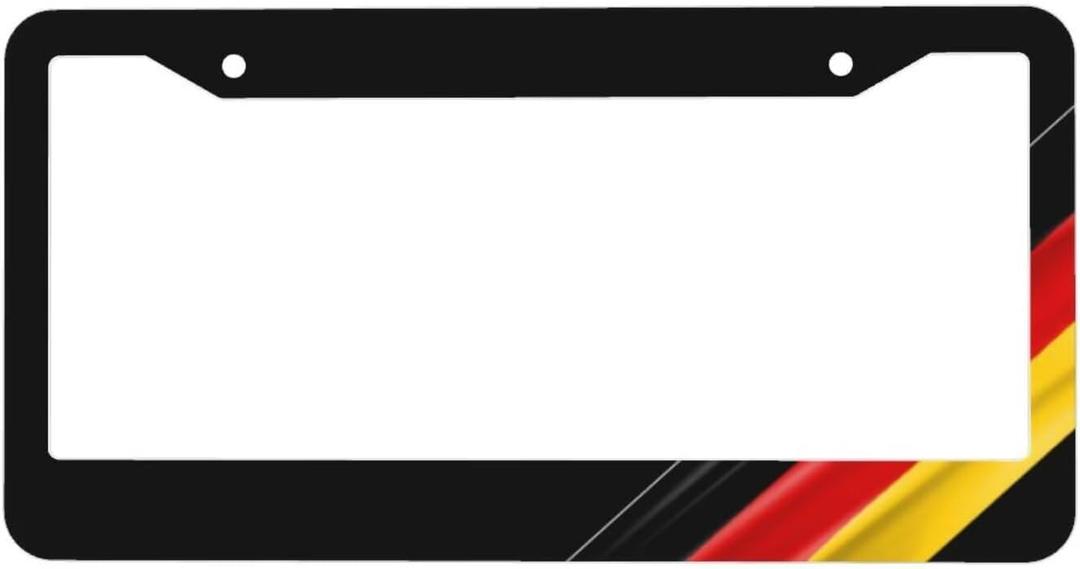 German Flag License Plate Frame - Novelty Germany Tricolor Flag License Plate CoverAluminum Metal Decorative for Front Rear Car Tag Holder2 Hole with Screws Fits for Men and Women 1 Pcs