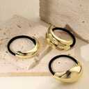 3PCS Gold Hair Ties, Metal Hair Ties for Thick Hair, Elegant Durable Geometric Design, Gold Hair Accessories Stretchy and Non-Damage Ponytail Cuff Holders, 3 Styles in Box Holiday Gifts