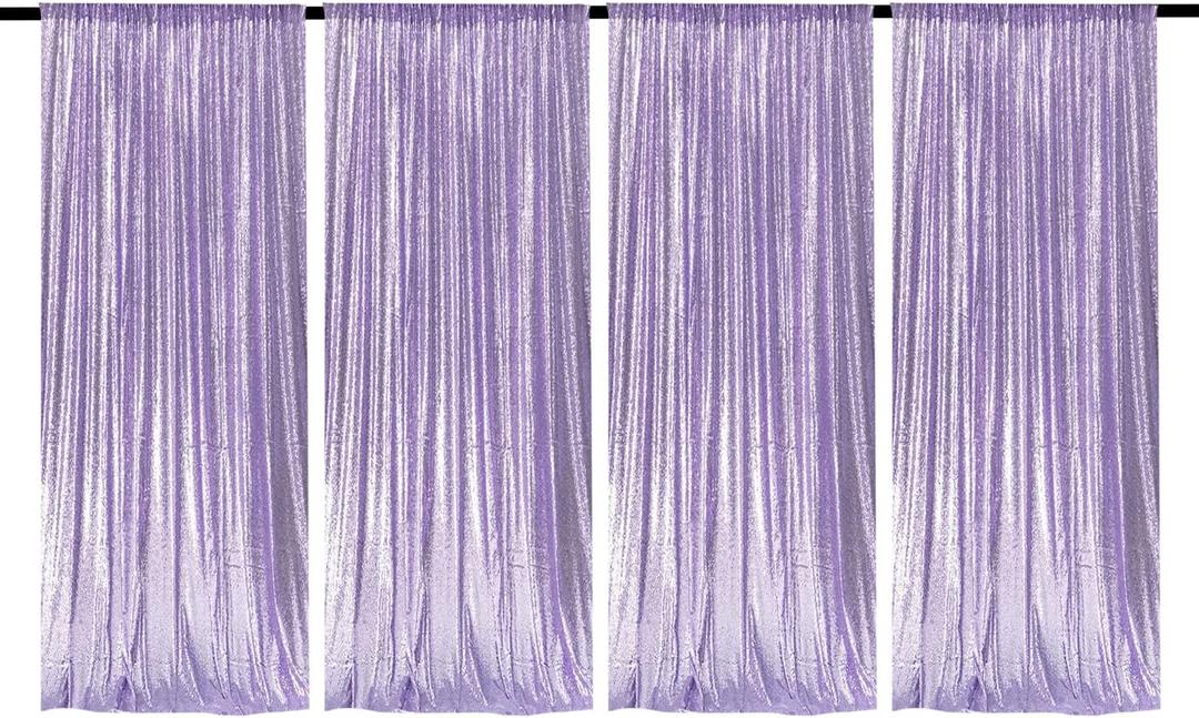 JYFLZQ Lavender Sequin Backdrop Curtains for Party 2ft x 8ft 4Panel