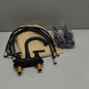 Bathroom Faucets for Sink 3 Hole, Hurran 4 inch Matte Black Bathroom Sink Faucet with Pop-up Drain and 2 Supply Hoses, Stainless Steel Lead-Free Centerset Faucet for Vanity RV, 2 Pack