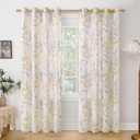 BGment Boho Linen Curtains for Living Room 84 Inch Length 2 Panels, Print Leaf Patterns, Light Filtering Privacy Window Curtains for Bedroom Farmhouse Natural Design, Each 52Inch Wide, Yellow (52"W x 84"L (Pack of 2), Yellow & Grey)