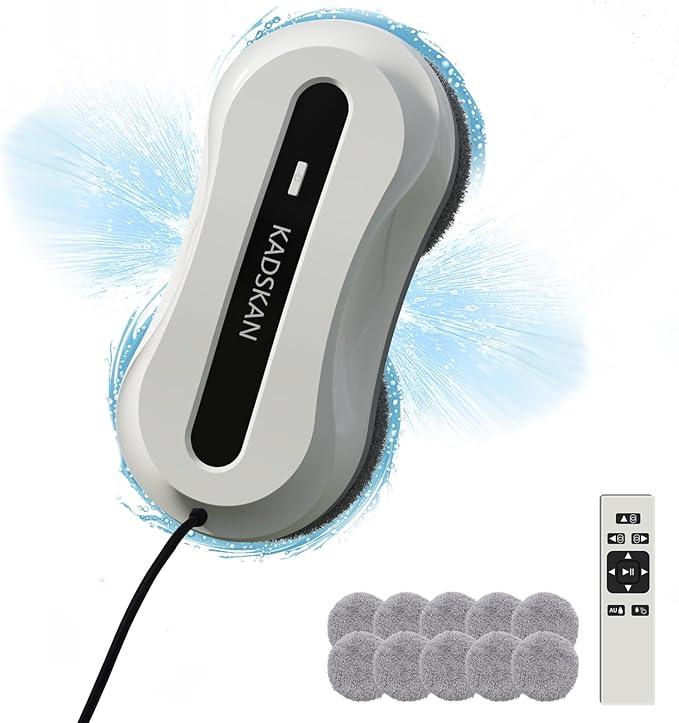 Window Cleaning Robot, Automatic Window Cleaner with Water Spray for Windows/Tiles/Class Door, Inside/Outside, 5600Pa Suction Power, 3.0 Path Planning, Remote Control