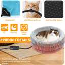 Heated Cat Bed Indoor, 20" Round Donut Deep Sleep Calming Heated Pet Beds for Cats and Small Dogs, Comfort Electric Thermal Cat Warming Bed with Adjustable Heating Pad, Washable and Indoor Use
