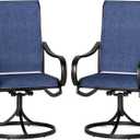 PHI VILLA Patio Swivel Dining Chairs Set of 2, All Weather Outdoor Chair with Textilene Mesh Fabric & Black Metal Frame for Outdoor Lawn Garden Poolside (Blue)