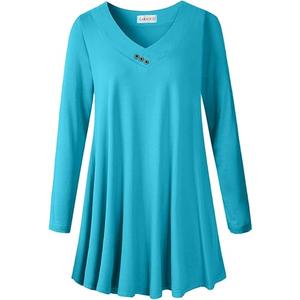 LARACE Women Plus Size Tunic Tops Long Sleeve V Neck Blouse Loose Swing Basic Flowy T Shirt for Leggings, Size -6XL LARACE Women Plus Size Tunic Tops Long Sleeve V Neck Blouse Loose Swing Basic Flowy T Shirt for Leggings, Size -6XL