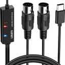 LEKATO MIDI Cable, MIDI to USB C, Type-C MIDI Interface with Input & Output Connecting Keyboard/Synthesizer for Editing Recording Professional Cord Windows/Mac Studio -6.5Ft, Black