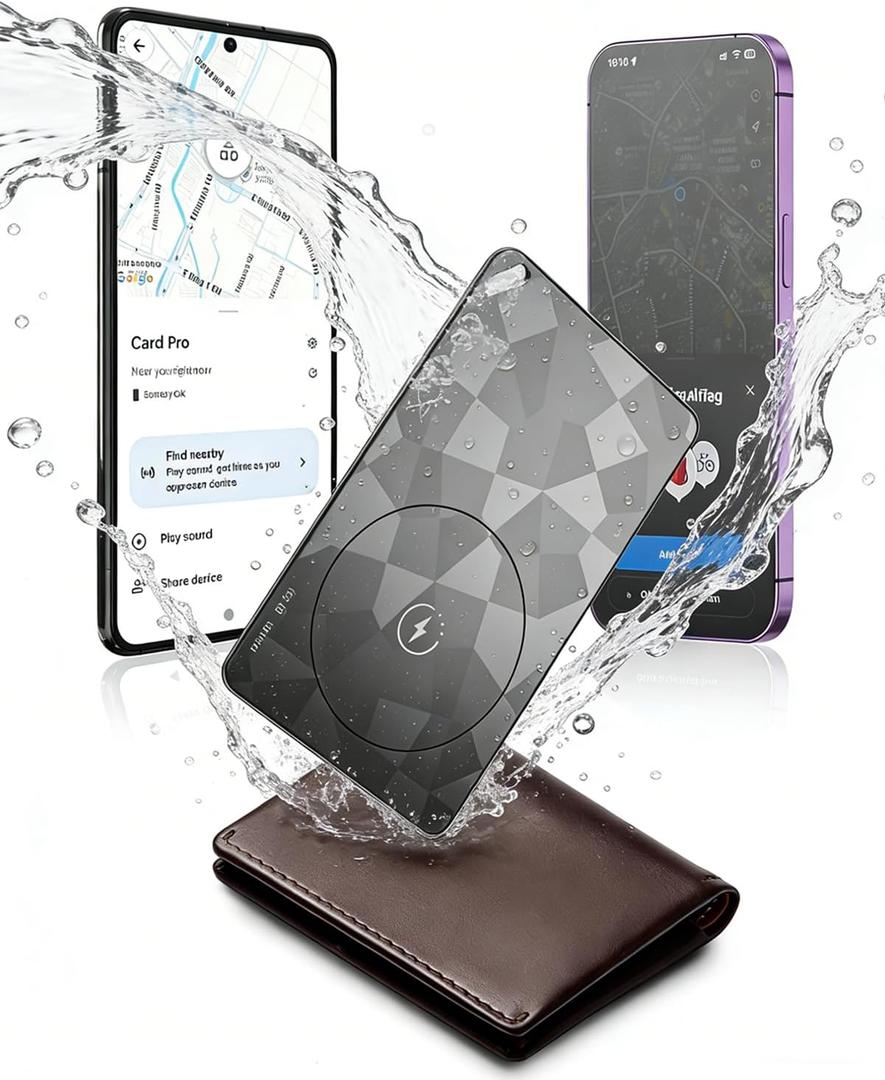 2026 Wallet Tracker Card (iOS and Android) Slim Tracking Card, 6-12 Years Battery Bluetooth Smart Card, Work with Apple Find My & Google Find Hub, GPS Locator for Luggage, Passports, Keys, Backpack (BLACK)