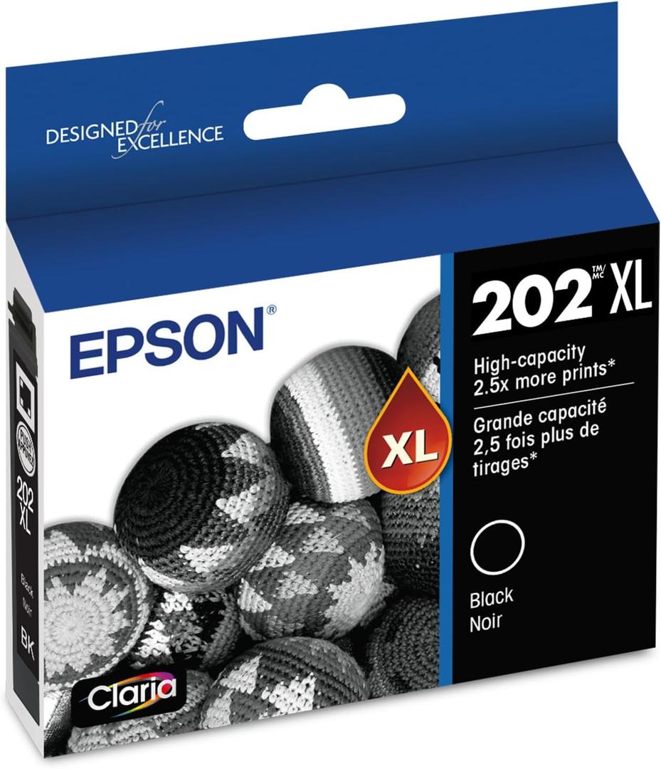 EPSON 202 Claria Ink High Capacity Black Cartridge (T202XL120-S) Works with WorkForce WF-2860, Expression XP-5100