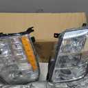 HID Projector Headlight Assembly for 2007-2014 Cadillac Escalade/2007-2014 Escalade ESV/2007-2013 Escalade EXT Left Right Side Headlamp Chrome Housing Amber Reflector