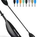 Abahub Adjustable Kayak Paddle 210-230 cm/ 230-250 cm Floating Kayaking Oars Boating Oars Canoeing Oars Black, 82.6''- 90.5''