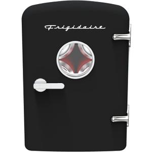 Frigidaire Retro Mini Personal Fridge Cooler, Holds up to 9 Cans, Portable & Compact, AC Plug & 12V Car Charger  Black