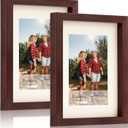VIOLABBEY 8x10 Picture Frame Black Set of 2, Photo Frame 5 by 7 Inch with Mat or 8x10 Inch without Mat, Wall or Tabletop Display, Semi Tempered Glass