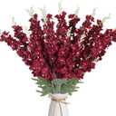 16Pcs Burgundy Delphinium Artificial Flower 33.5''Long Stem Burgundy Flower