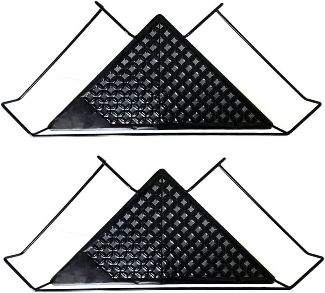Bioristar 2-Pack Iron Office Cubicle Floating Corner Shelf (Medium, Black, Art Deco, Hanging, 2 Shelves, 16.2x11x2.36 inches)