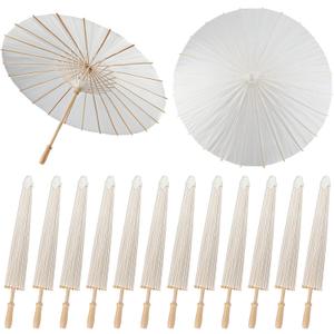 12 Pieces 33 Inches Large White Paper Umbrellas Parasol Decorative Chinese Japanese Parasol Rainproof Oiled Paper DIY Painting Umbrellas for Wedding Bridal Showers Party Decor (12 PCS)
