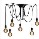 Classic Spider pendent Lamps, Ajustable DIY Ceiling Spider Light E27, Rustic Chandelier, Industrial Hanging Light Dining Hall Bedroom Hotel Decoration, 6 Arms(Each with 1.7m Wire)