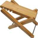 Guitar Foot Stool Wood, Wooden Footrest, Folding Leg Classical Footstool, 4 Adjustable Height Level & Non-Slip Surface, Portable Foldable Bamboo Pedal, Accessory Acoustic Part for Playing Music