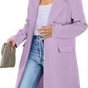 PRETTYGARDEN Women's 2026 Spring Fall Long Blazer Jackets Long Sleeve Lapel Pockets Loose Fit Work Casual Blazers Outerwear (Purple, L)
