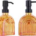 2 Pack Glass Soap Dispenser Bathroom, 9 Oz Kitchen Soap Dispenser, Refillable Liquid Modern Soap Dispenser for Hand Soap, Lotion Dispensers Bottle - Home, Commercial Countertop Decor. (Orange)