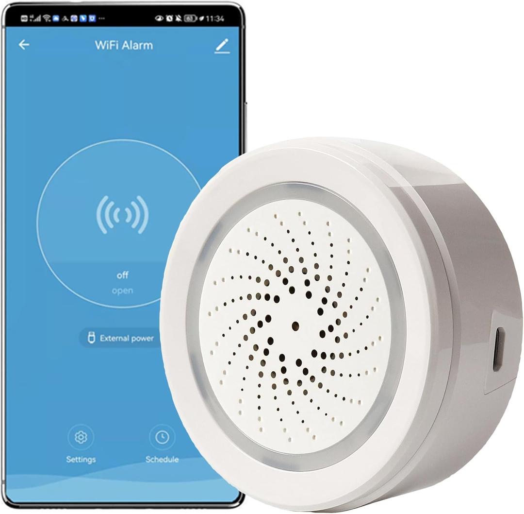 Smart Wi-Fi Siren Alarm: Wireless Strobe Siren with Sound and Light Alarm, 100dB Sounder, App Remote Control, Burglar Alarm Links with Tuya Smart Devices for Home Security & Home Automation