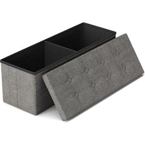 GLAXYFUR 43.3 inches Folding Storage Ottoman Bench Storage Chest Footrest for Bedroom, Entryway and Living Room, Holds up to 660 lb Dark Grey, Medium