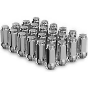 24pcs M14x1.5 Lug Nuts for Silverado Suburban Sierra 1500 Tahoe Yukon Escalade ESV, 1.78 inch Closed End Bulge Acorn Chrome Lug Nuts Replacement 19mm Hex One-Piece Wheel Lug Nut