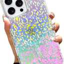 SOKAD Iridescent Magnetic for iPhone 15 Pro Case, Compatible with Magsafe, Aesthetic Glitter Sparkly Diamond Design for Girls Women, Unique Glossy Fluorescent Holographic Protective Phone Case