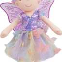 June Garden 15" Celestia The Rainbow Whisper Fairy Doll Soft Plush Fairy Toy with Multicolor Butterfly Skirt Enchanted Garden Collection