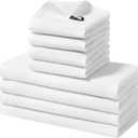 Homaxy 100% Cotton Kitchen Towels and Dishcloths Set, 12 x 12 Inches and 13 x 28 Inches, Set of 8 Bulk Kitchen Towels Set, Ultra Soft Absorbent Dish Cloths for Washing Dishes, White