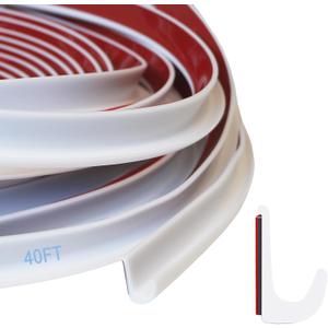 40FT 1/2 Inch RV J-Shape Rain Gutter Rubber Drip Rail, Roof Rain Diverter, RV Trim Molding with Self-Adhesive Tape, Weather Stripping for Car, Truck, Boat and Home Application