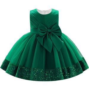 OBEEII Infant Baby Girls Pleated Bowknot Sequins Tulle Tutu Dress Toddler Formal Birthday Baptism Wedding Flower Girl Dress