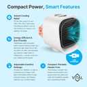 Vital Breeze Portable AC Evaporative Air Cooler Vital Breeze Portable Air Conditioner portable 300 mL Water Tank, < 40 dB Quiet, 3 Fan Speeds, Washable Filter, Color-Cycle Night-Light Bedroom Mini AC, 6 x 5.5 x 6.4 inches