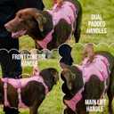 Escape Proof Dog Harness,Lightweight Full Body Harness for Walking Running Traning Hiking, Adjustable No Pull Pink Dog Harness with Lift Handle and 3 Leash Clip for Medium Large Dogs,Pink