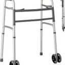 Medline Heavy-Duty Bariatric Folding Walker with 5” Wheels and Durable Handles, 500 lb. Weight Capacity