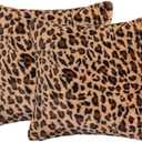 2 Packs Leopard Pillow Covers Furry 22x22 Cheetah Print Pillow Faux Fur Pillow Covers Soft Plush Fluffy Cheetah Print Pillow Case 22"x22"